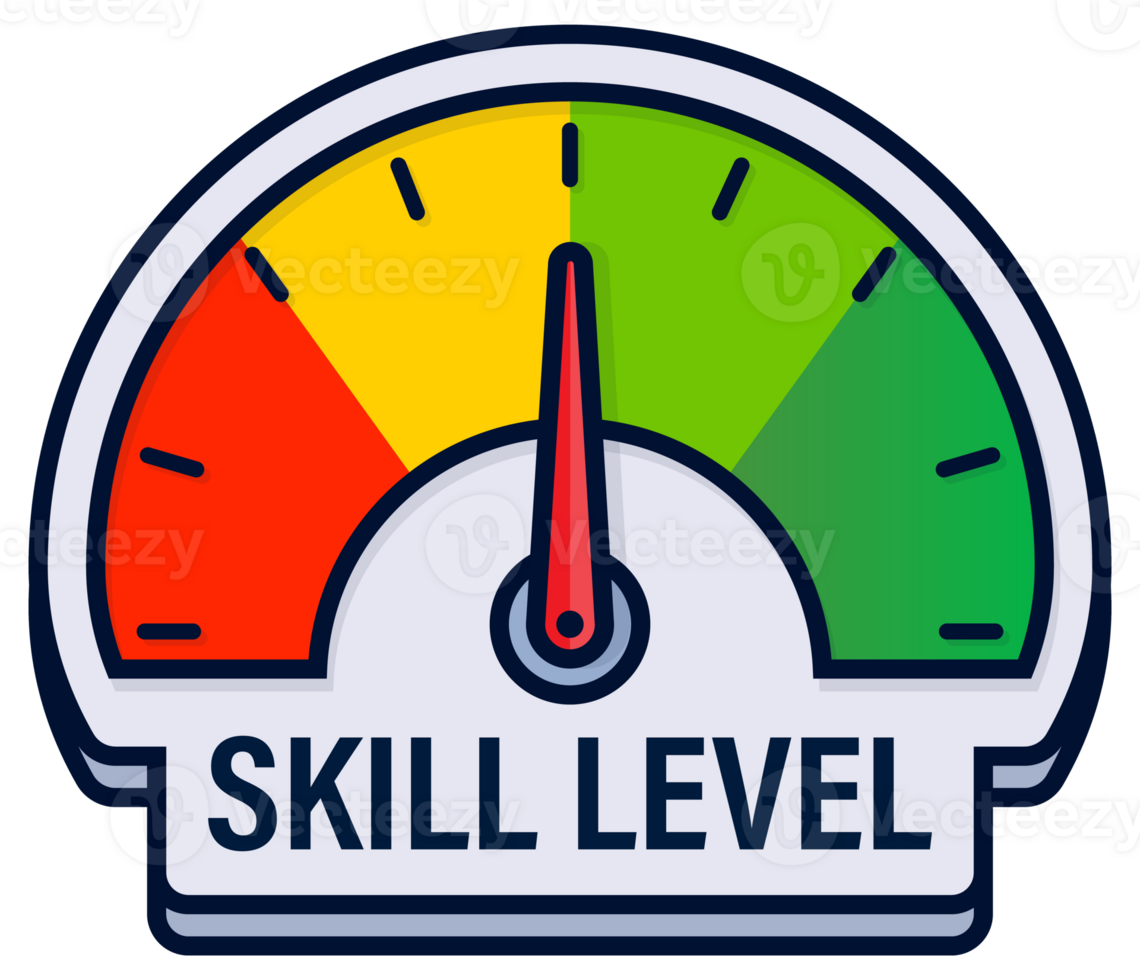 Set of Professional Skill Level Assessment Meters Illustration with Proficiency Indicators png