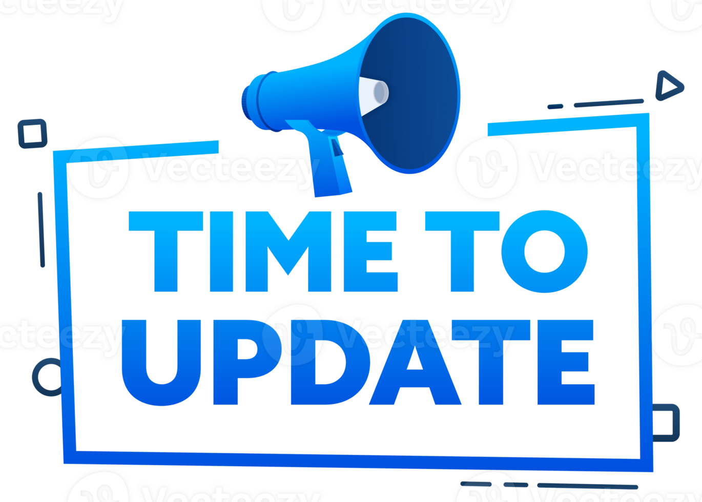 Megaphone with Time to Update speech bubble banner. Promotion and advertising label. stock illustration png
