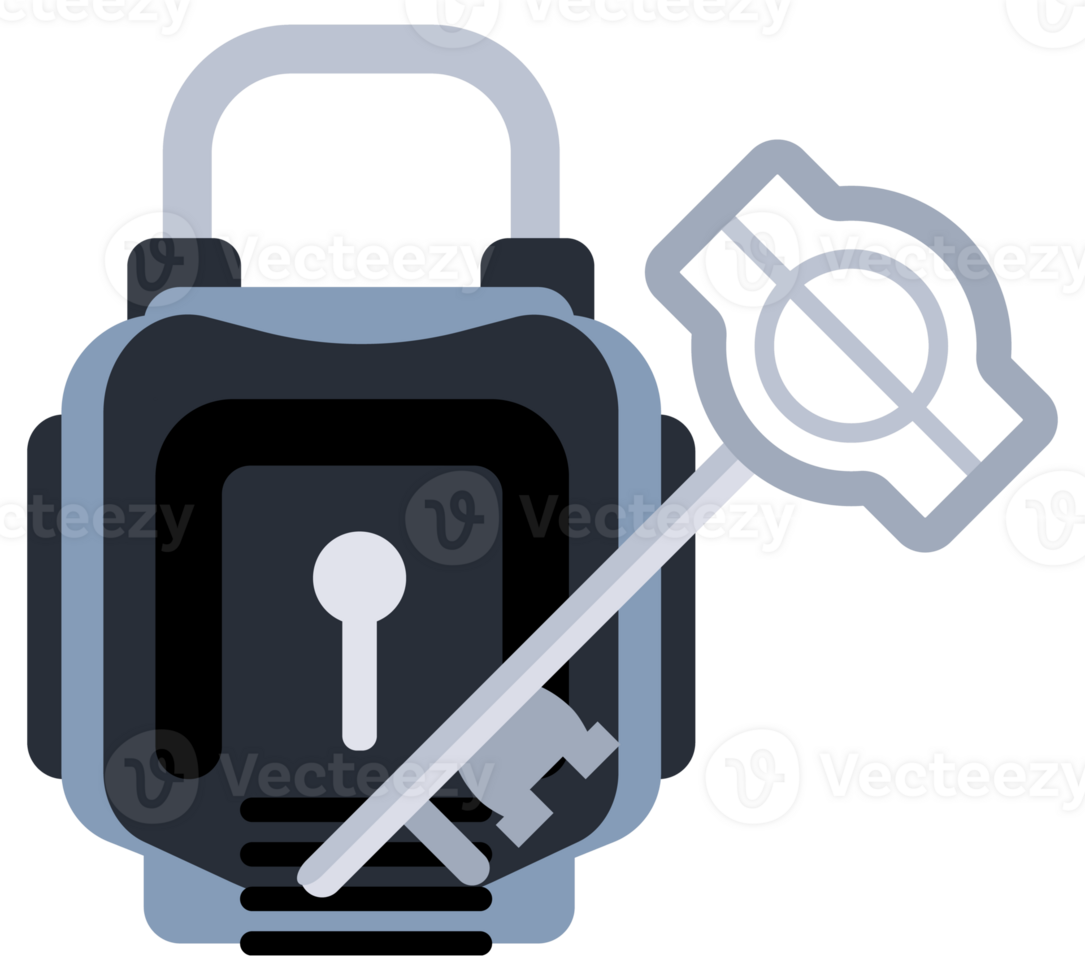 Padlock being unlocked with key for security and privacy png