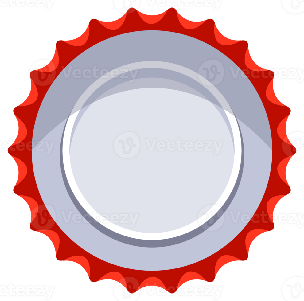 Set of red bottle caps showing different positions, opened and closed, top view and perspective png