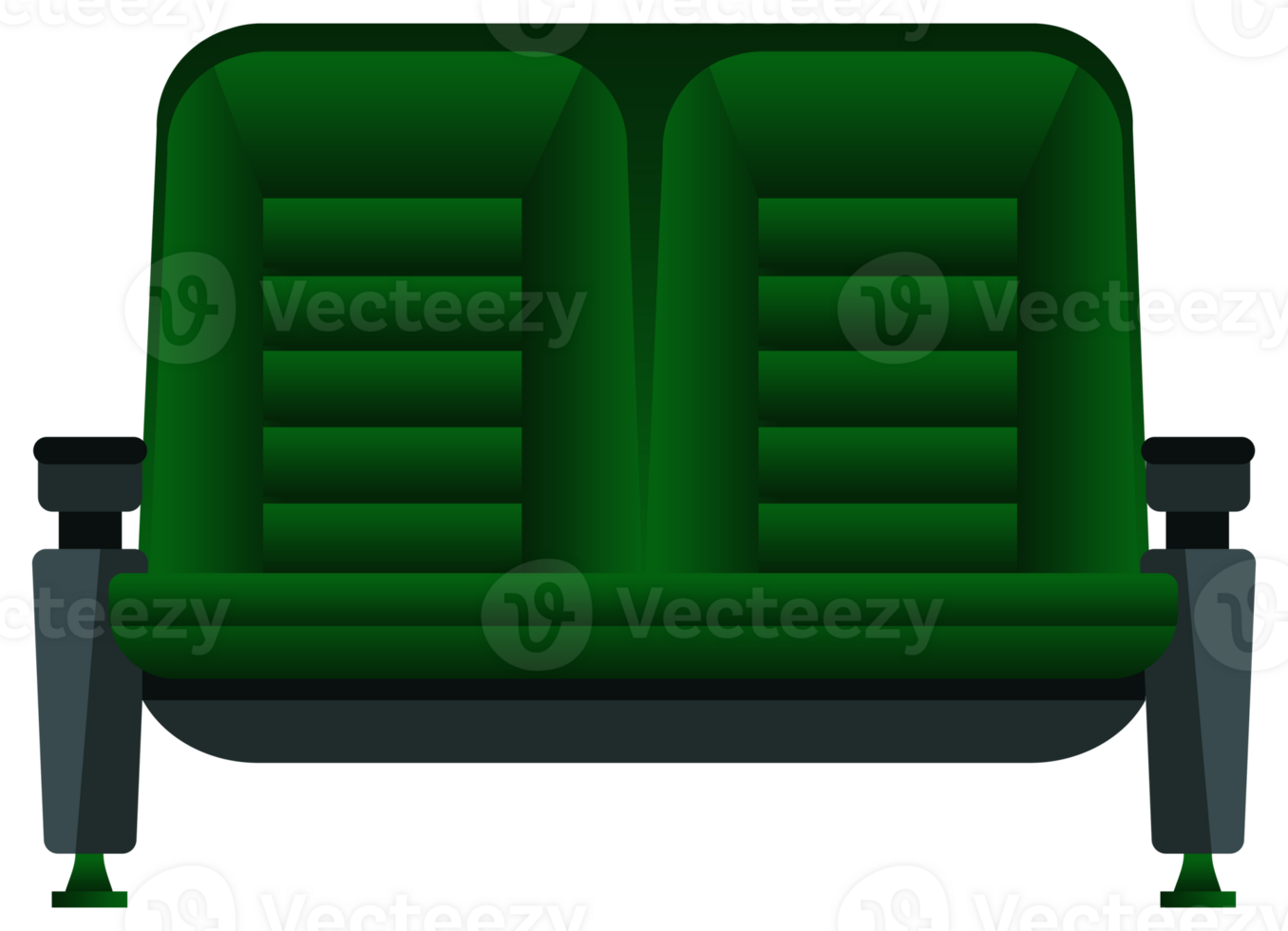 Green movie theater seats for comfortable watching film. Cinema chair. illustration png