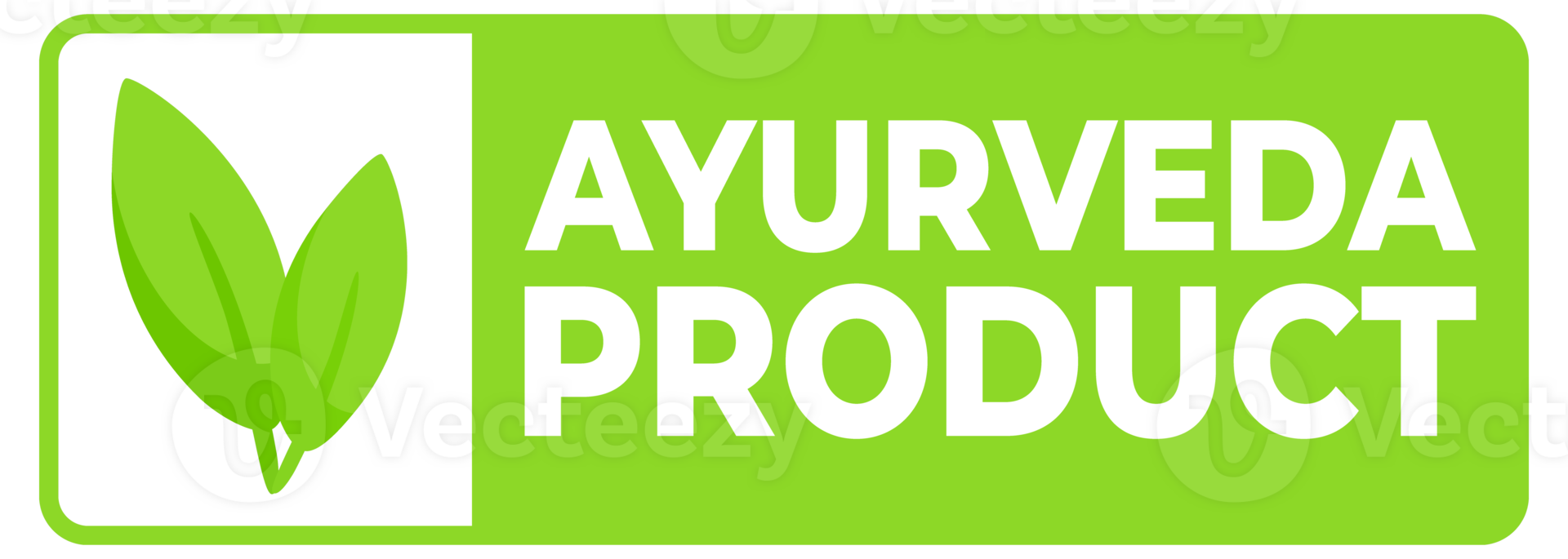 Set of labels featuring the text Ayurveda Product with a herbal leaf symbol, ideal for wellness and holistic health products. png