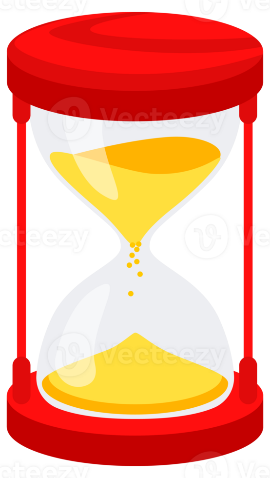 Showing three hourglasses with sand at different levels, symbolizing passing time. illustration png