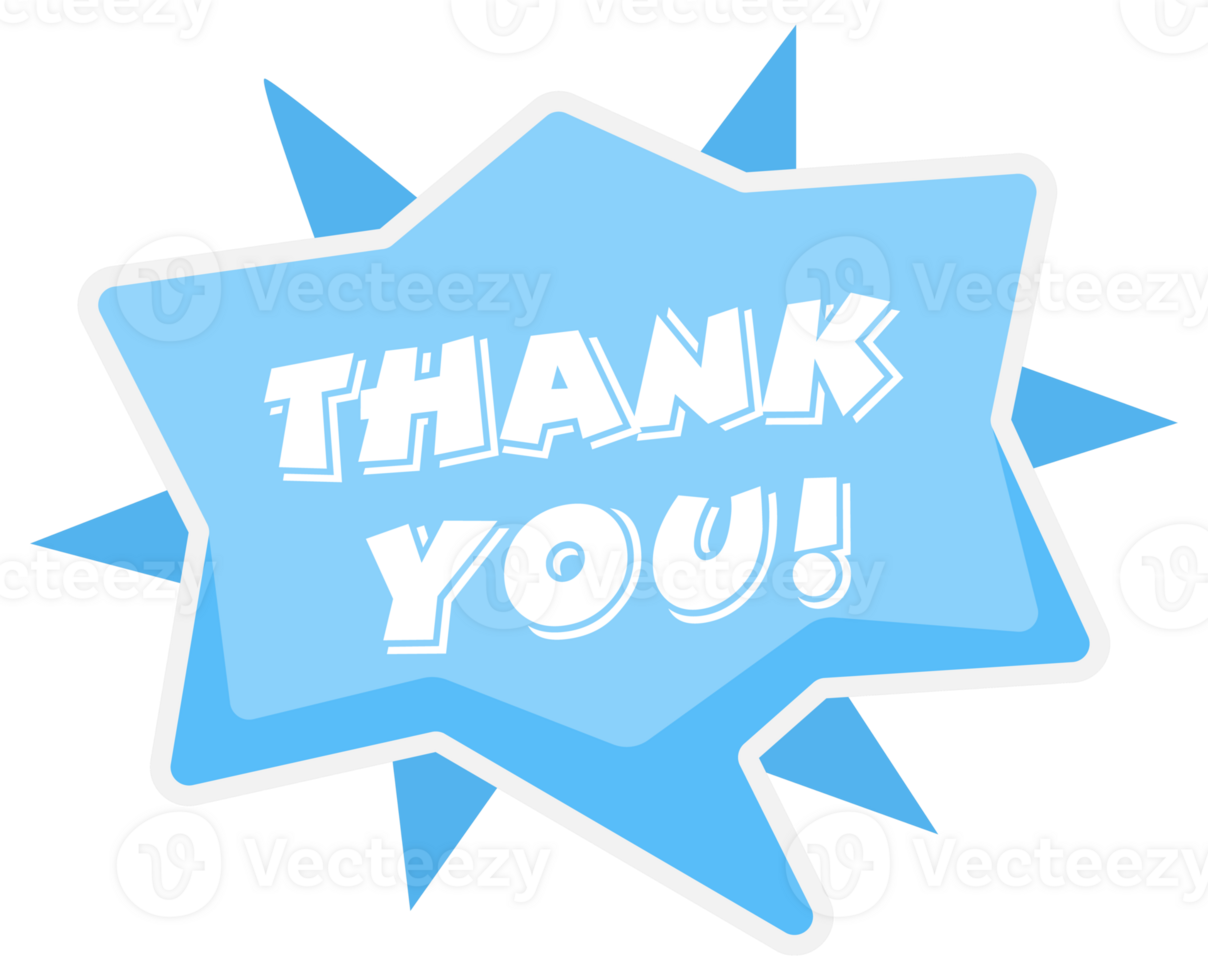 Thank You badge with a dynamic starburst design, ideal for expressing gratitude in various forms of visual media png