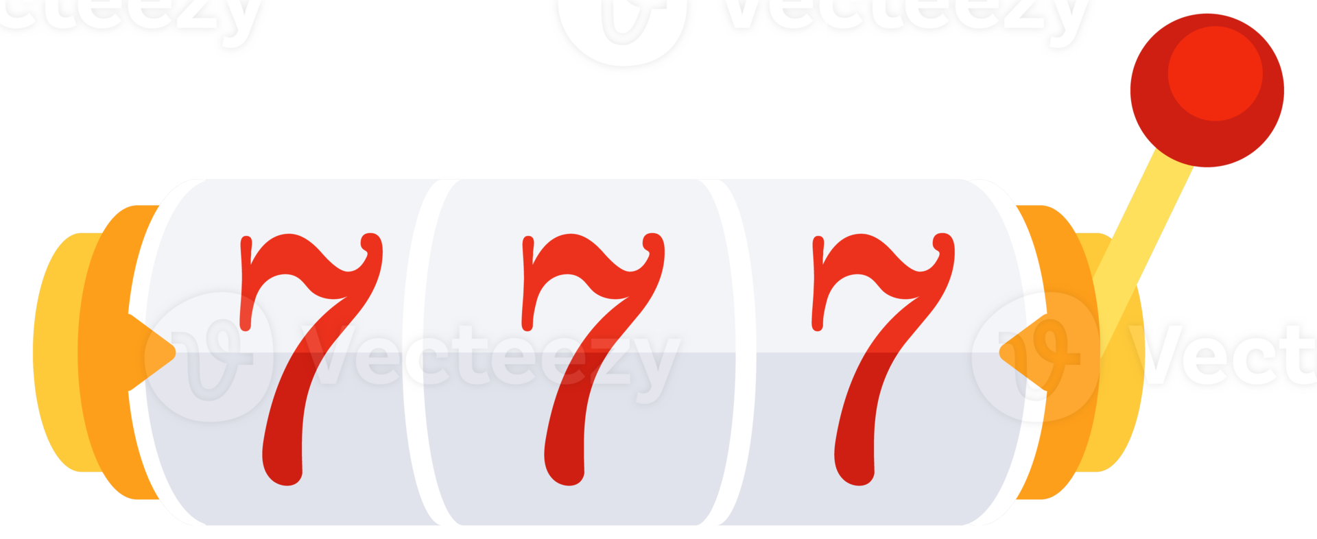 Set of different slot machines with spinning and gambling symbols showing the winning number seven combination png
