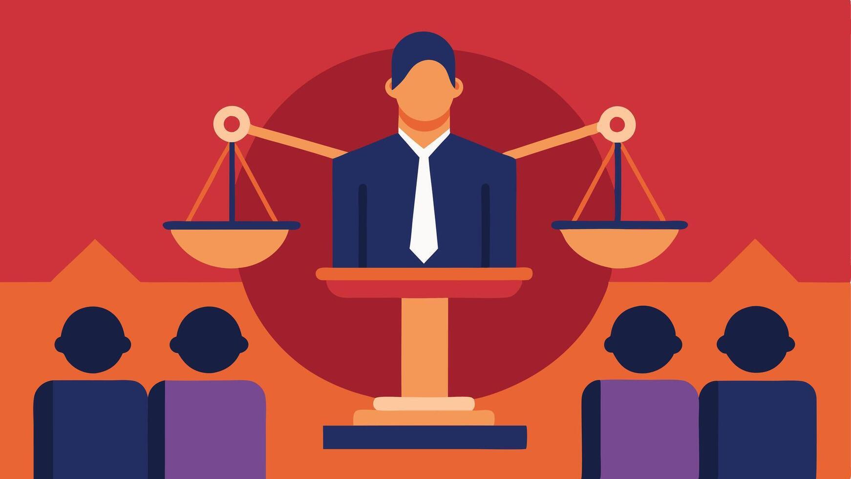 These descriptions focus on capturing the moments essence while maintaining a neutral and respectful tone towards the judicial process.. vector