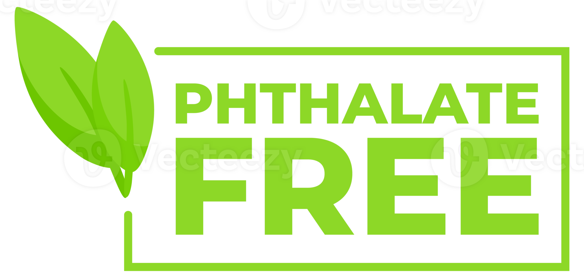 Set of green safety labels featuring Phthalate Free text and a leaf design, for health safe product packaging. png