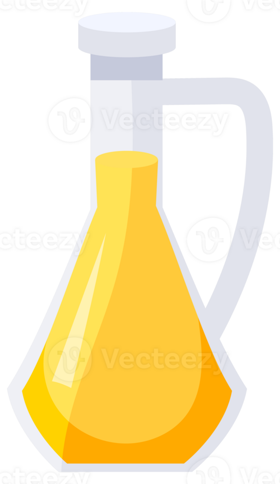 Different bottles and jugs filled with cooking oil are displayed on a white background png