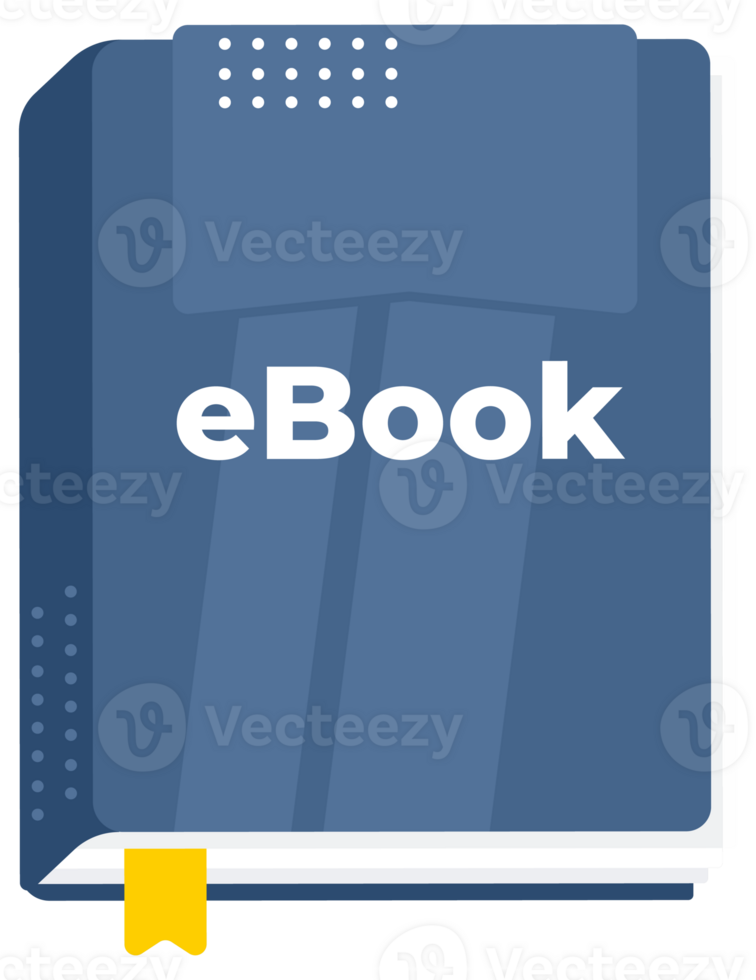 Digital publication concept featuring two blue ebooks with download icon, symbolizing online reading and digital library access png