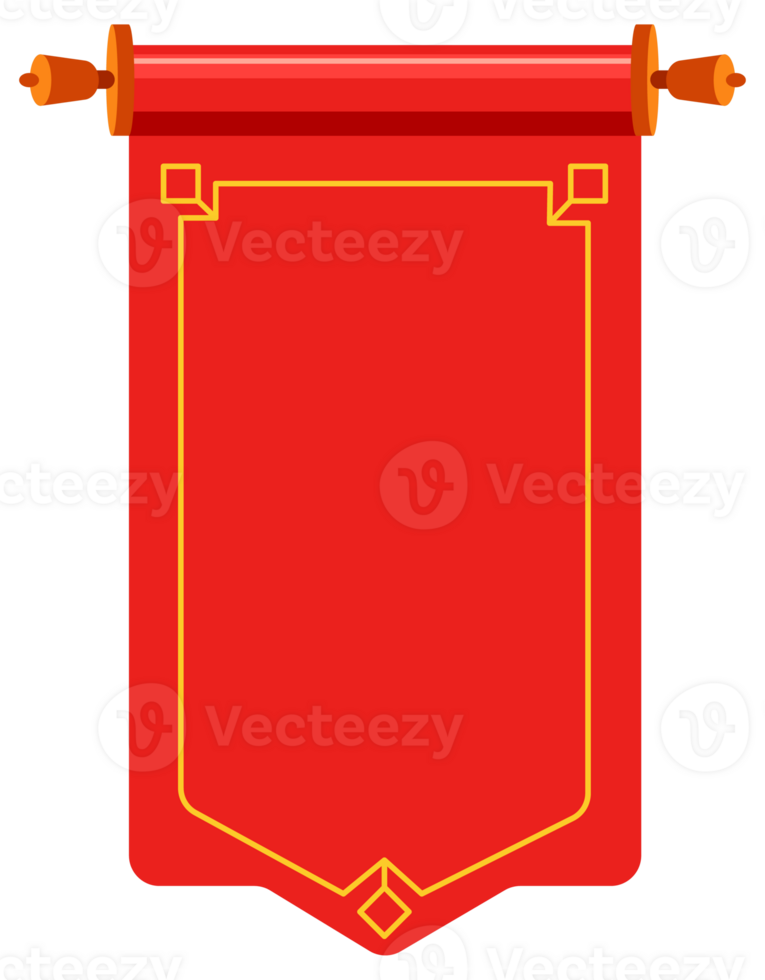 Set of red ancient scrolls. Chinese scroll set. illustration png