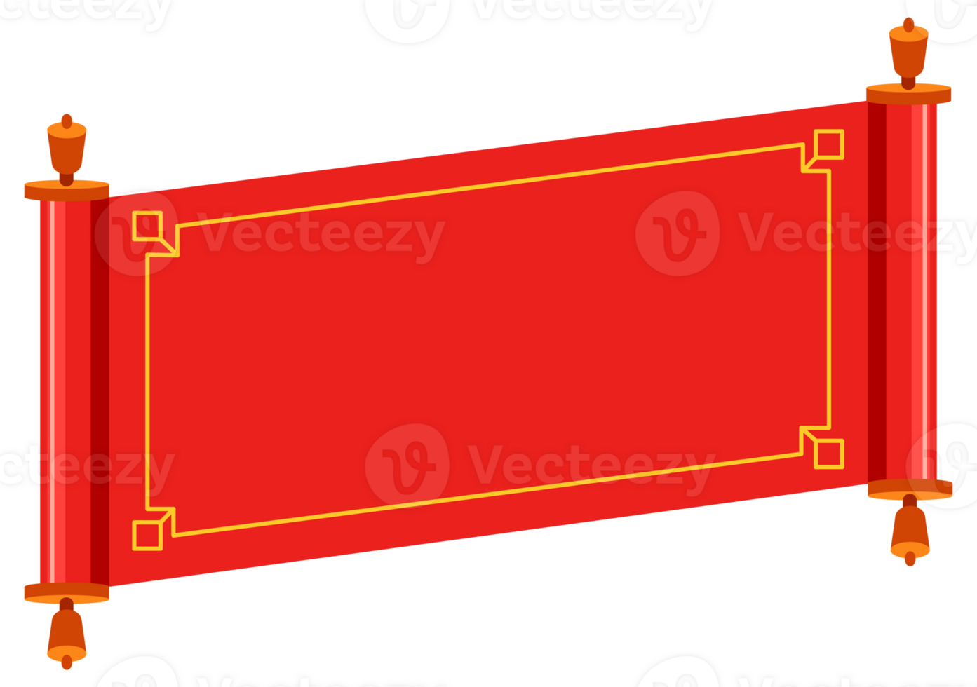 Set of red ancient scrolls. Chinese scroll set. illustration png
