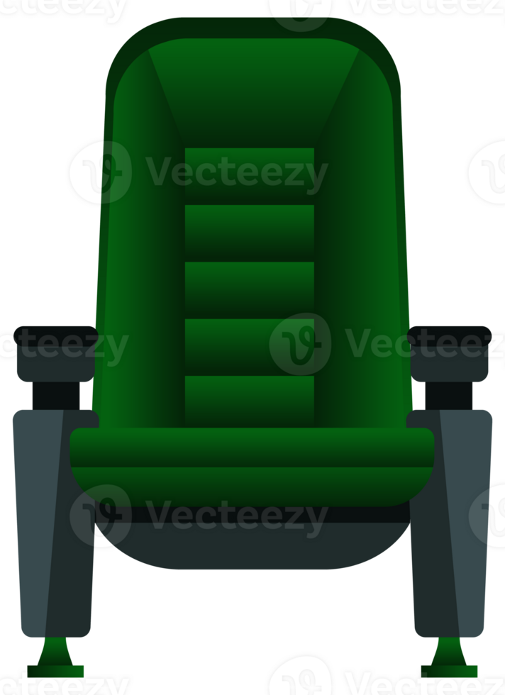 Green movie theater seats for comfortable watching film. Cinema chair. illustration png