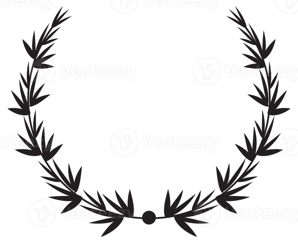 Simple black laurel wreath set. Different frame design elements. illustration png
