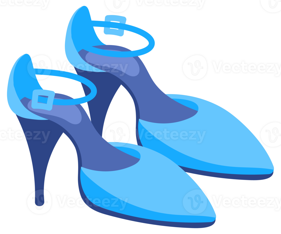 Four pairs of women's shoes with high heels, different colors and models, perfect for illustrating fashion concepts. png