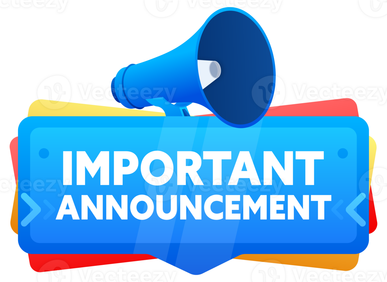 Megaphone projecting an important announcement against a white background. illustration png