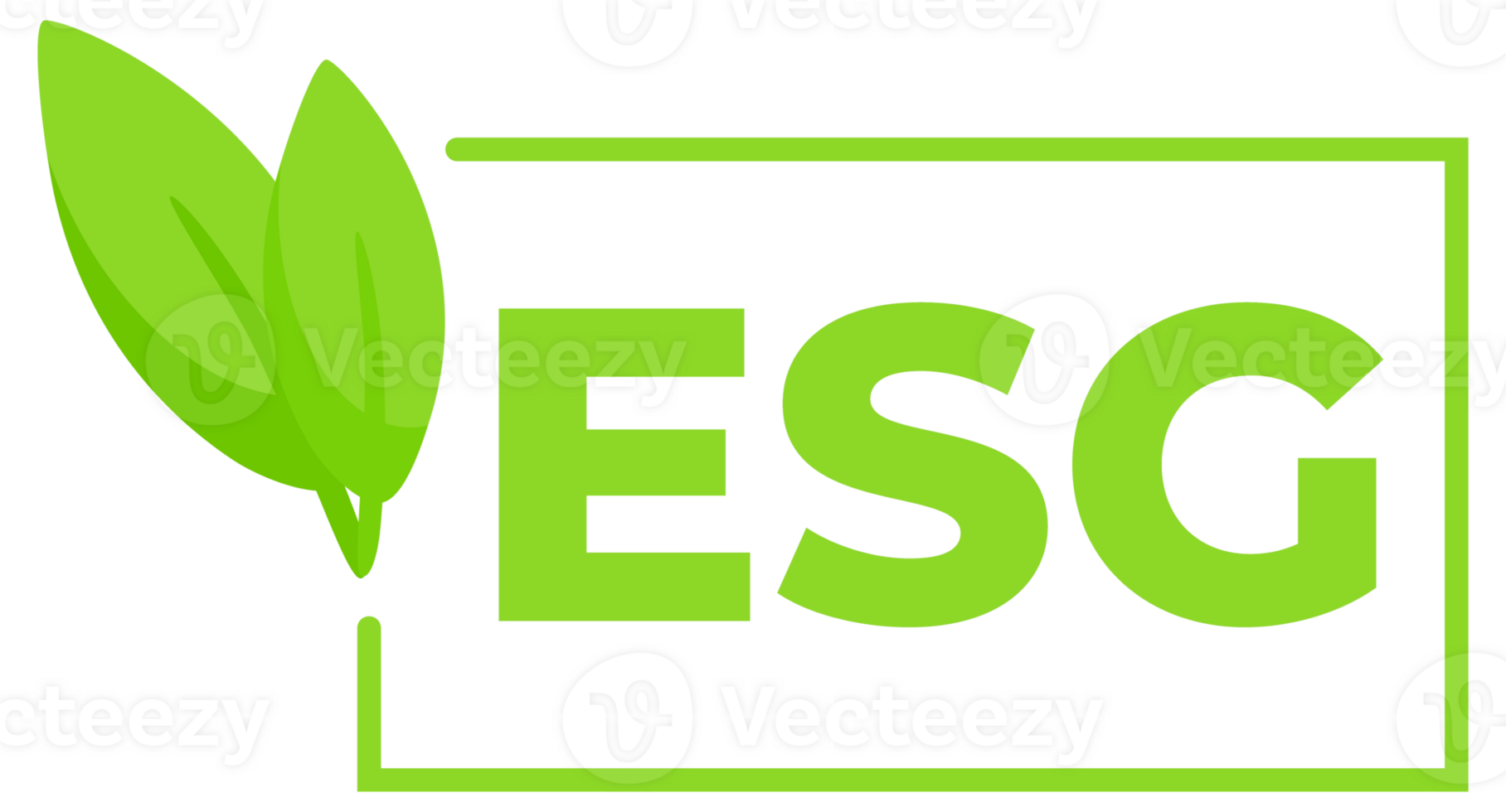 Set of green ESG Environmental, Social, Governance labels with leaf designs for sustainability reporting and eco-friendly branding. png