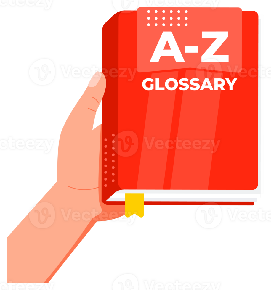 Hand holding a to z glossary red book png