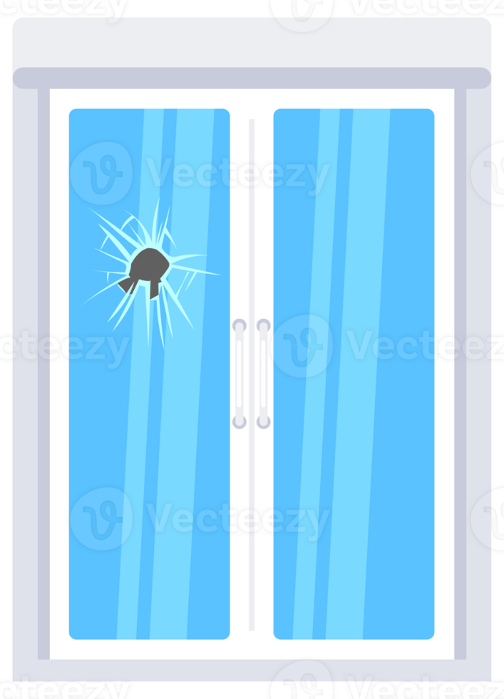 Three glass doors showing different stages of a spreading crack png