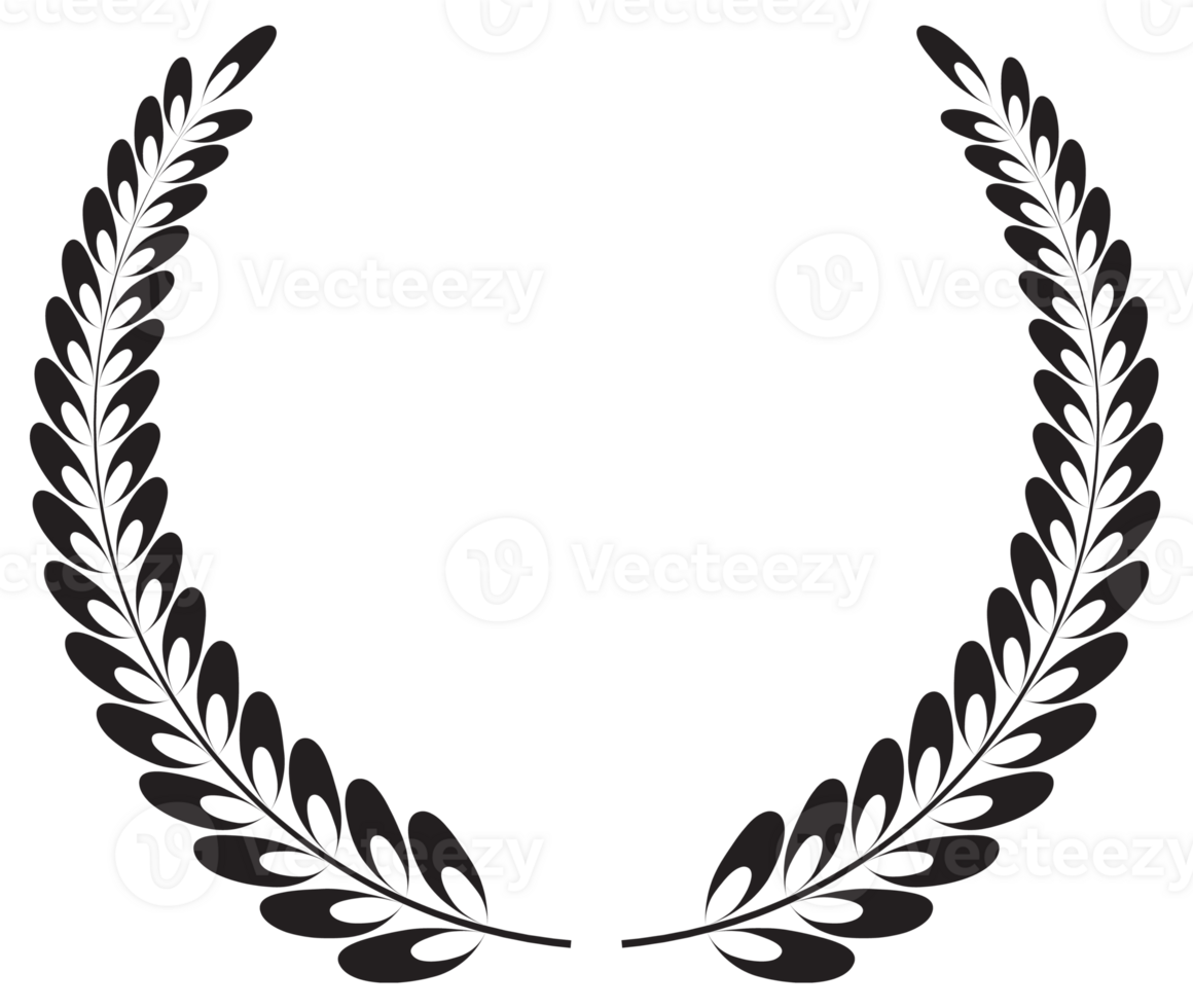 Simple black laurel wreath set. Different frame design elements. illustration png