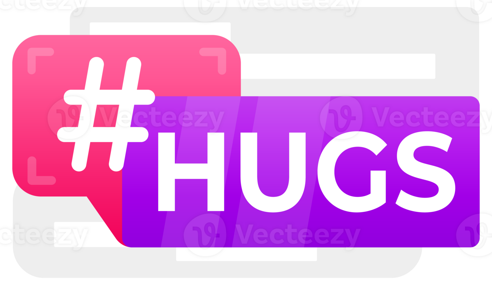 HUGS Hashtag Speech Bubble Icons - A set of playful and vibrant speech bubbles with the HUGS hashtag, perfect for social media and positive messaging graphics png