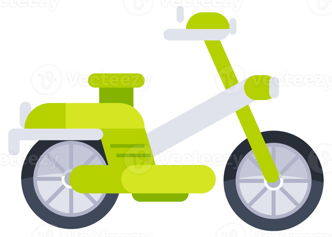 Set of four colorful scooters representing urban transportation and personal mobility in a modern and stylish way png