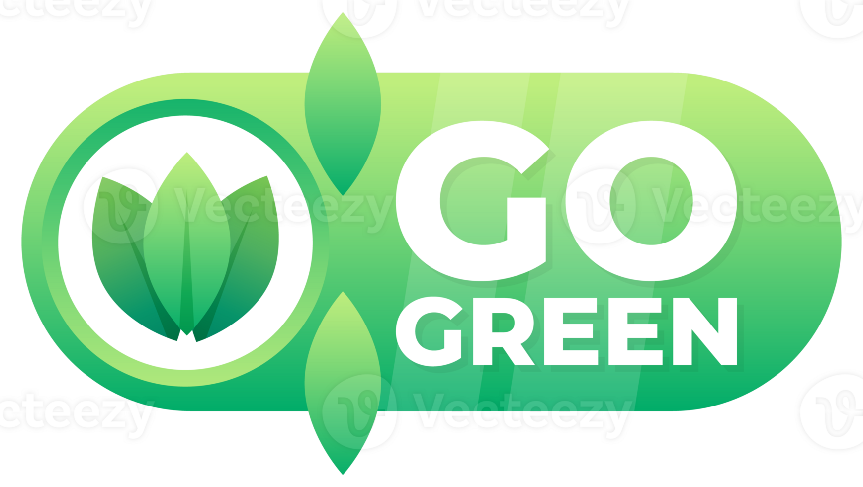 Badge with GO GREEN text and leaf motif to promote environmental awareness and eco-friendly practices png