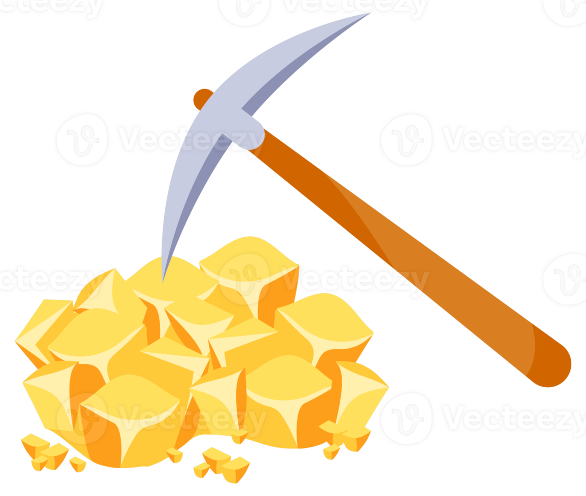 Mining icon set. Gold Mine tools. Pile of Valuable Minerals and Trolley. Retro tunnel. Old mine. png