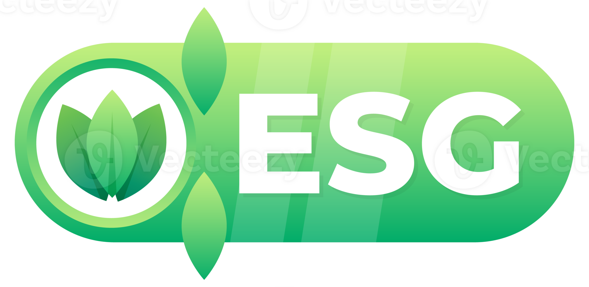 Green ESG sustainable badge design with leaf symbol for environmental, social, and governance standards png