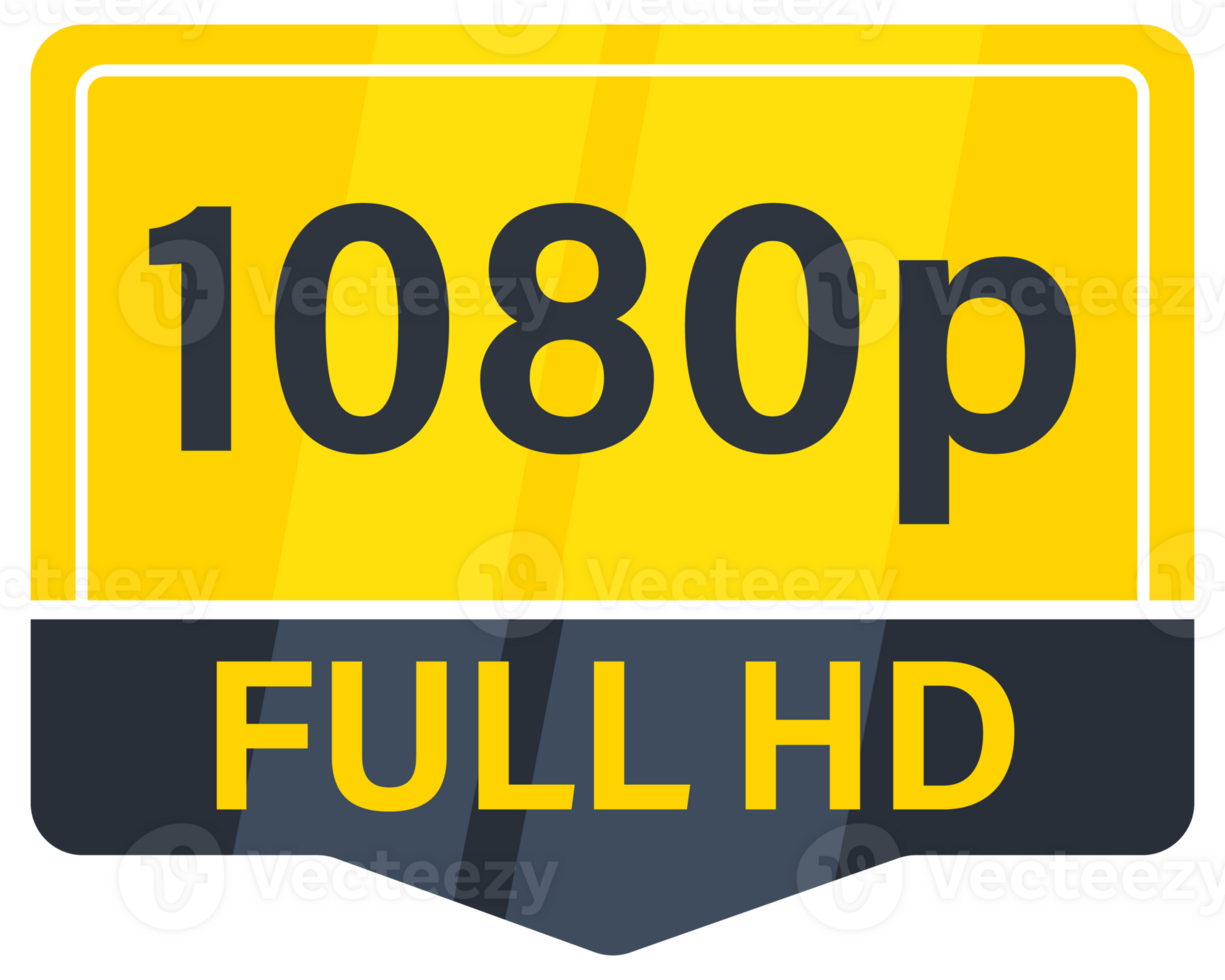 Set of full hd 1080p screen resolution icons, indicating high definition quality png