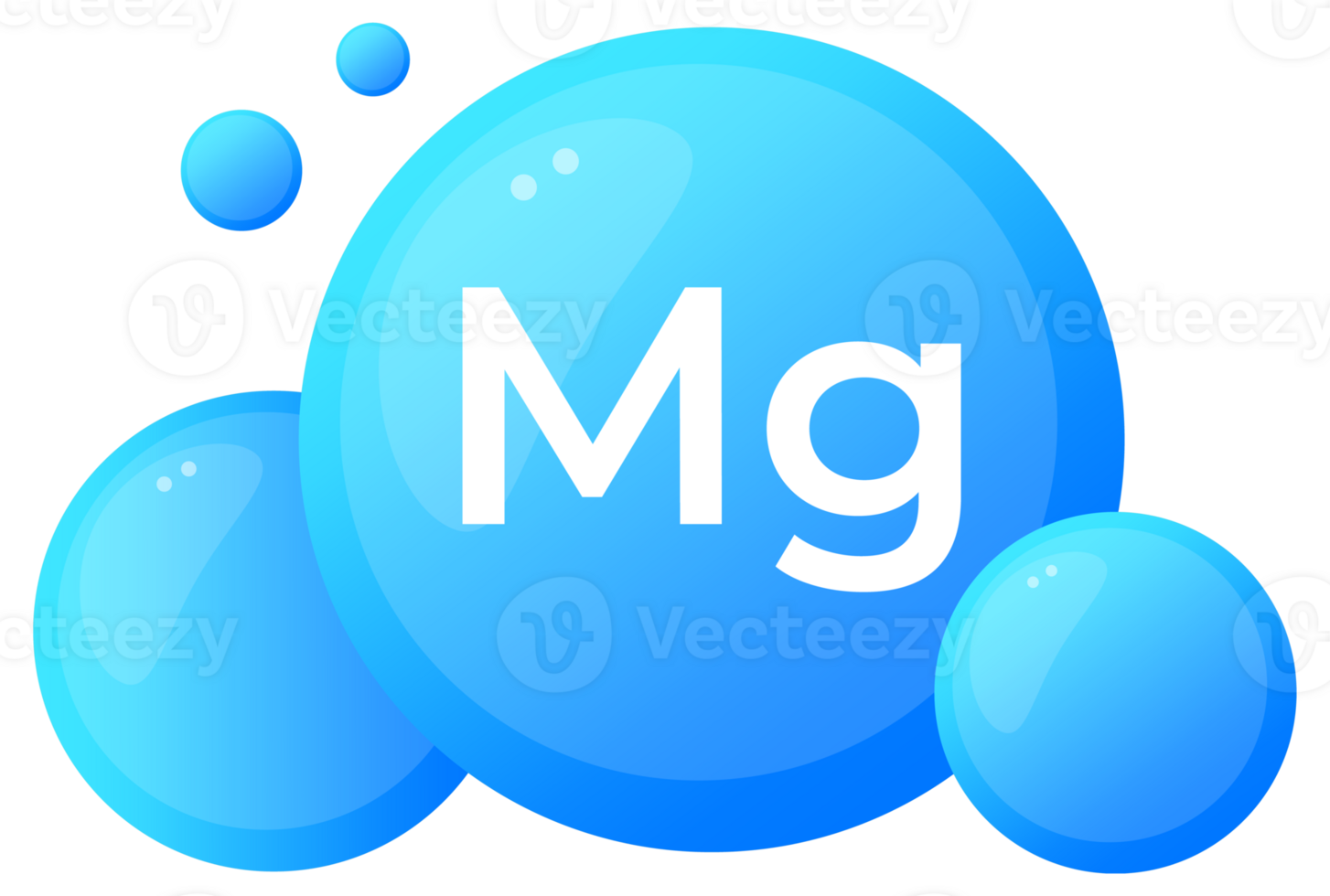 Magnesium Mg element visualized with serene blue spheres in modern illustration png