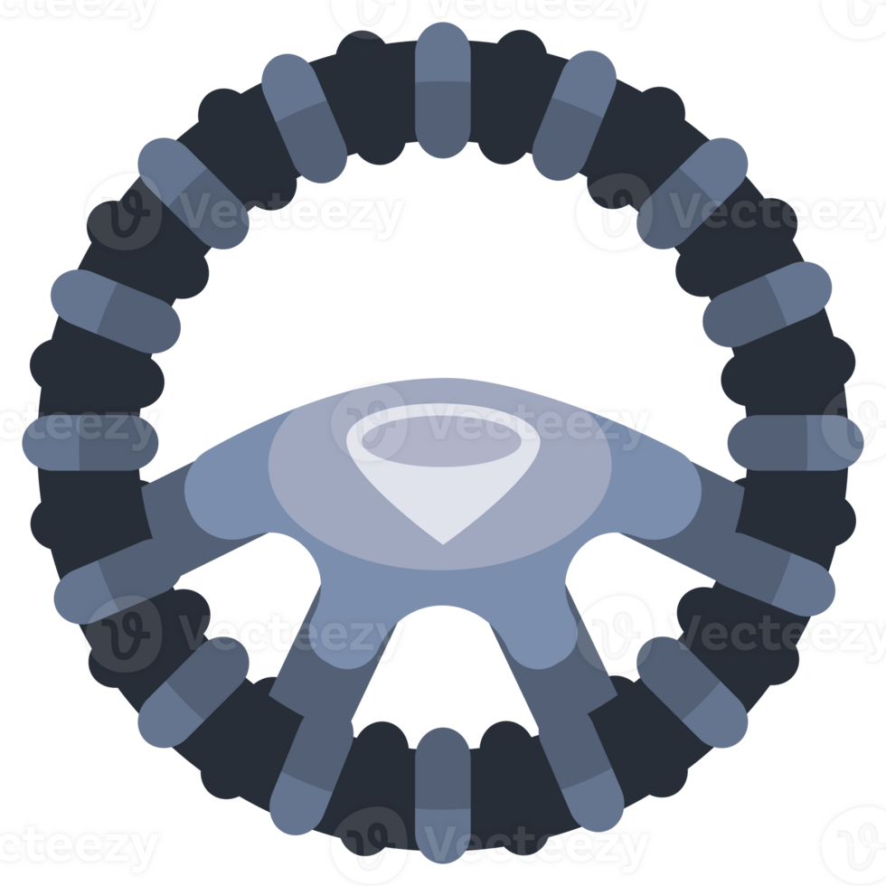 Set of six steering wheels showing different styles and designs for drivers of all types, from racing cars to everyday vehicles. png