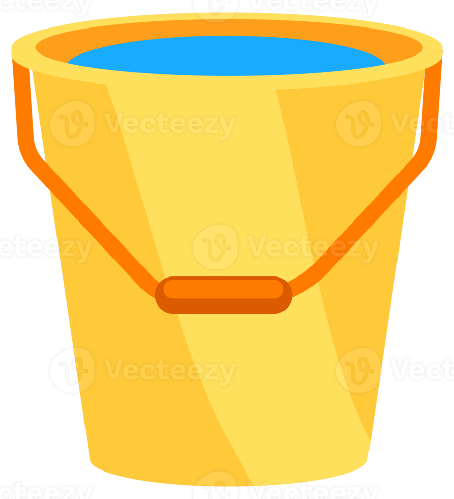 Buckets with water set. Trash bin container on white background png