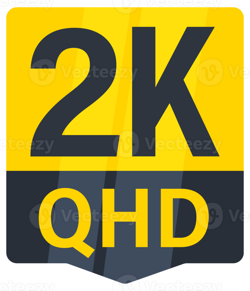 Set of modern yellow and black 2k resolution icons indicating high quality digital content png