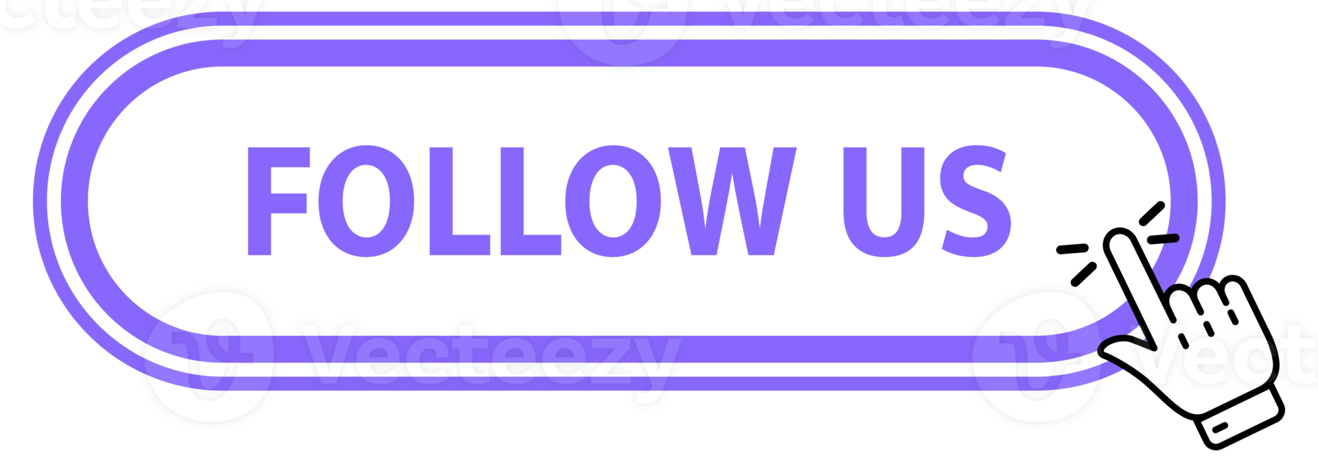 Follow Us Button with pointer clicking. Web button. Finger Pressing. Click to Follow Us Concept. illustration png