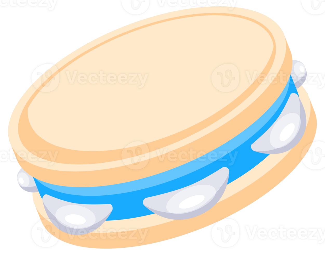 Set of colorful tambourines laying in different positions, traditional ethnic percussion instruments, musical instruments flat illustration png