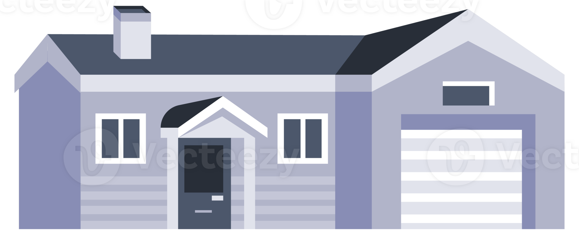 Set of colorful residential houses with garage and chimney, different architecture styles for city and village png