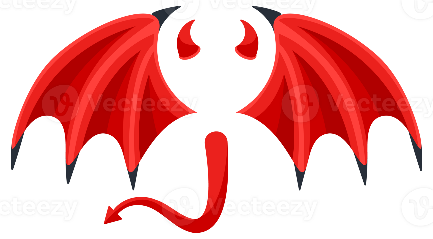 Halo and black devil wings with red daemon horns. Angel and devil. Good and bad. illustration png