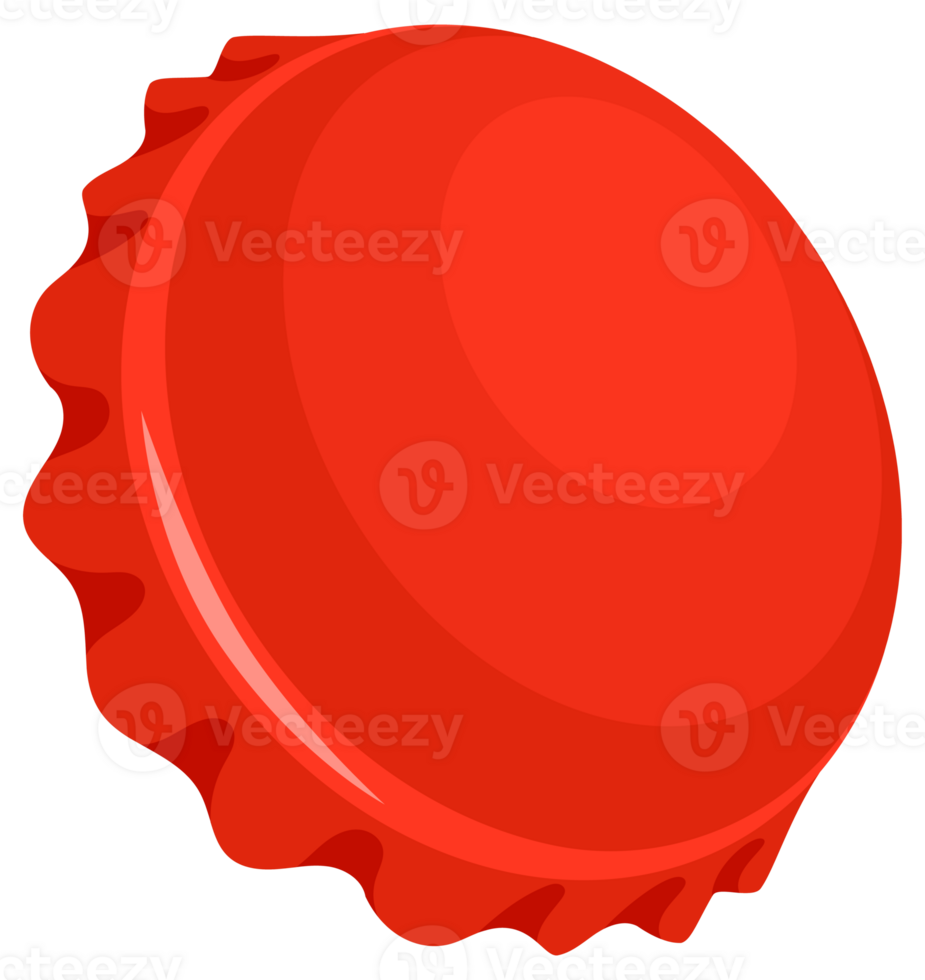 Set of red bottle caps showing different positions, opened and closed, top view and perspective png