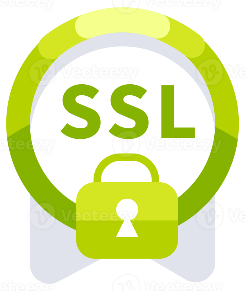 Four green icons are representing ssl security certificates and secured internet connection png