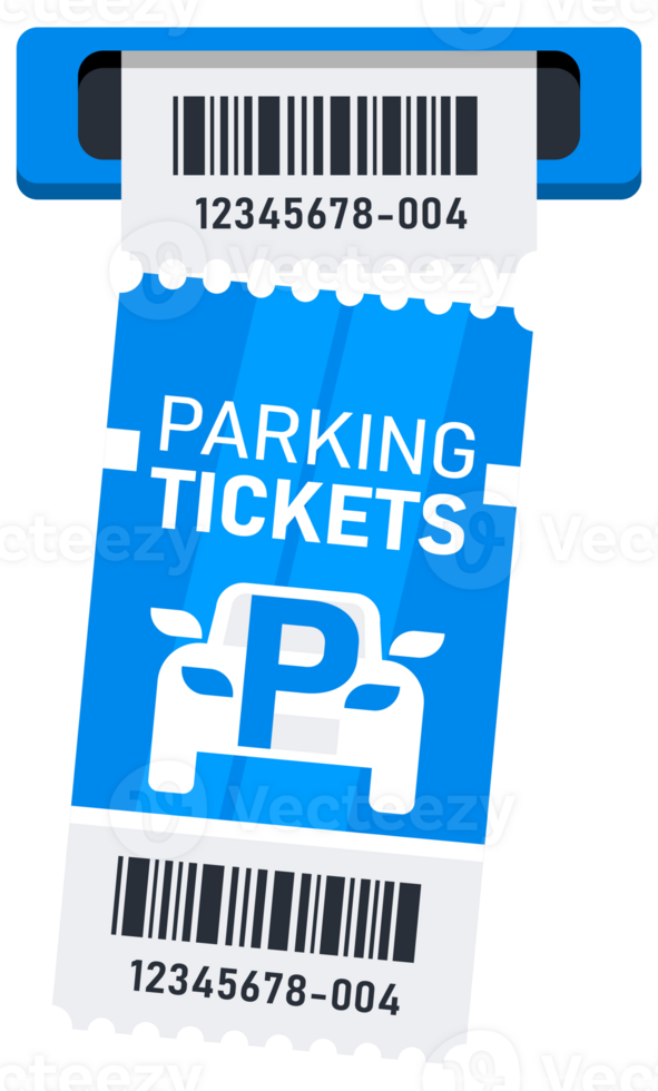 Car Parking ticket, receipt template. Paper receipt from ticket machine slot. Parking zone. Payment station. illustration png