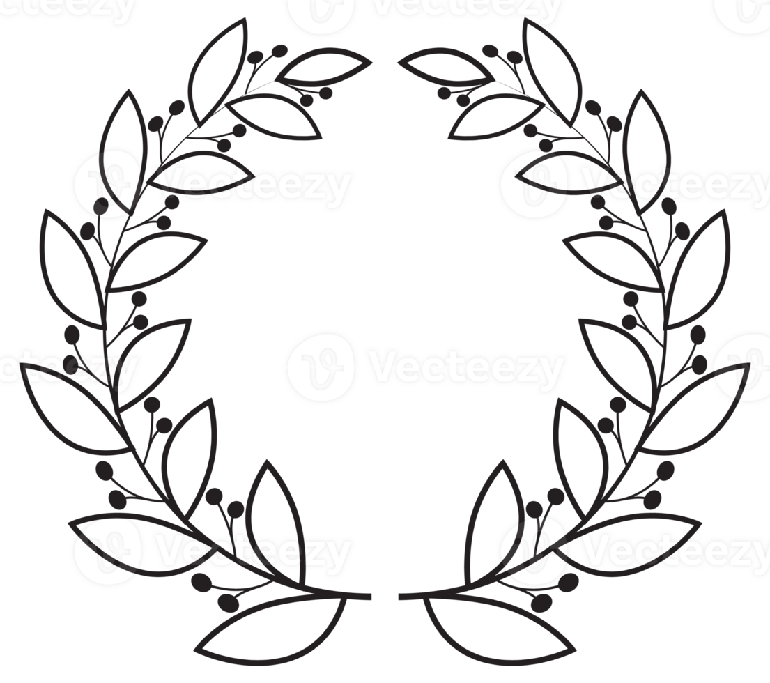 Simple black laurel wreath set. Different frame design elements. illustration png