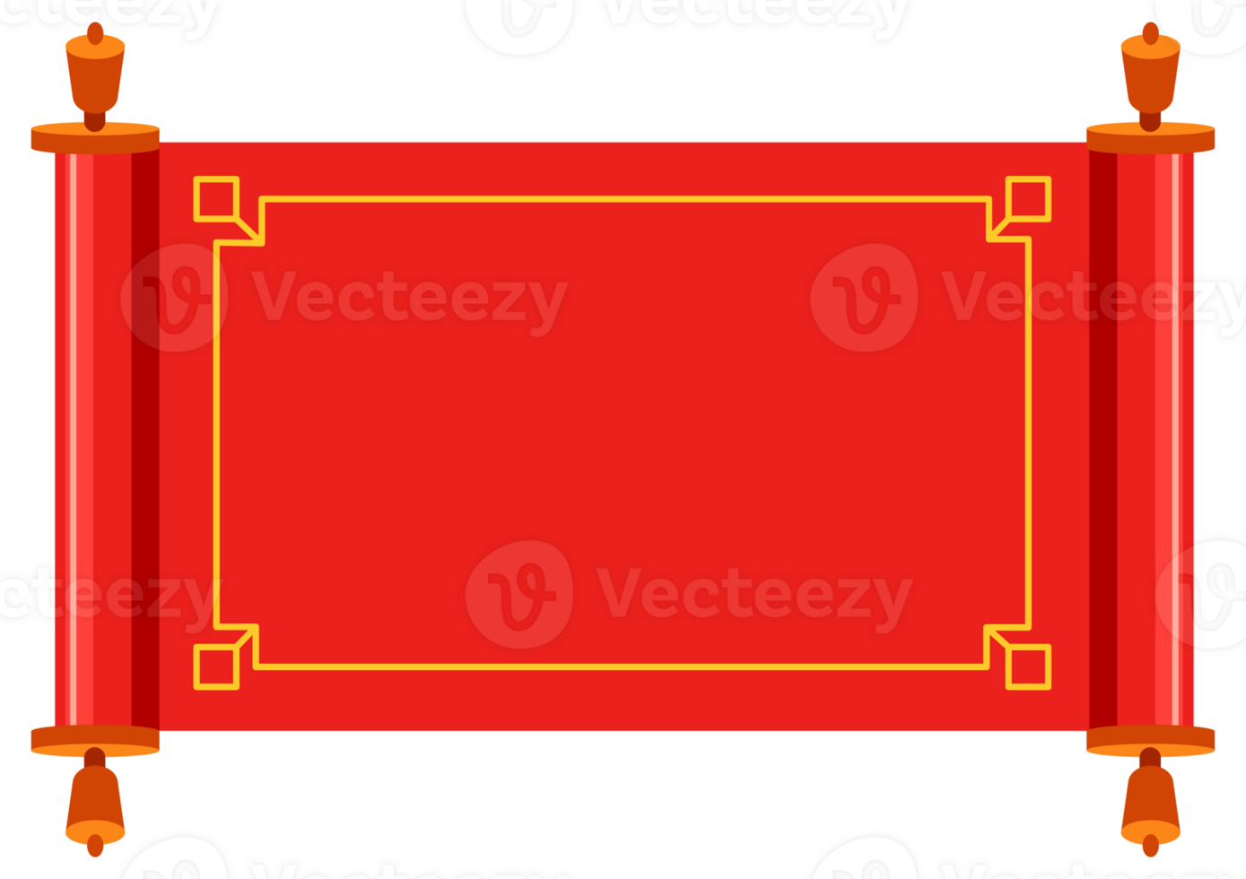 Set of red ancient scrolls. Chinese scroll set. illustration png