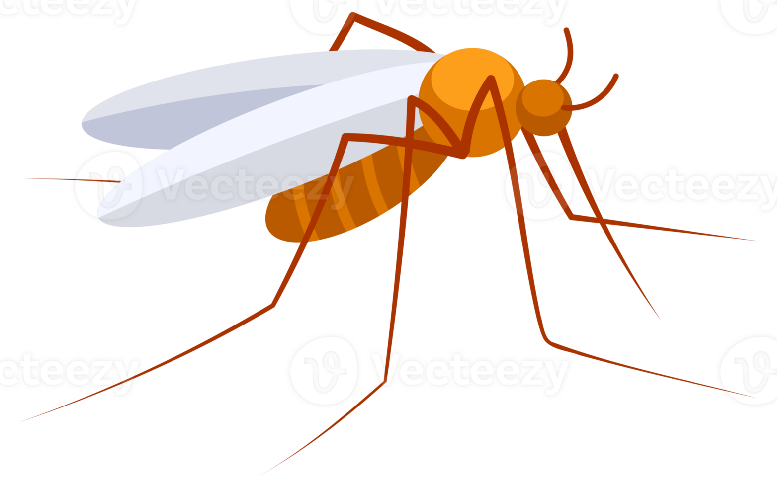 Four flying mosquitoes spreading malaria and other diseases png
