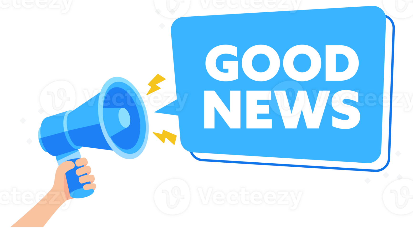 Optimistic Illustration of Hand Holding Megaphone Broadcasting Good News Message png