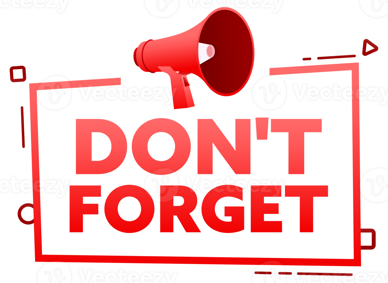 Megaphone with Do not forget speech bubble banner. Promotion and advertising label. stock illustration png