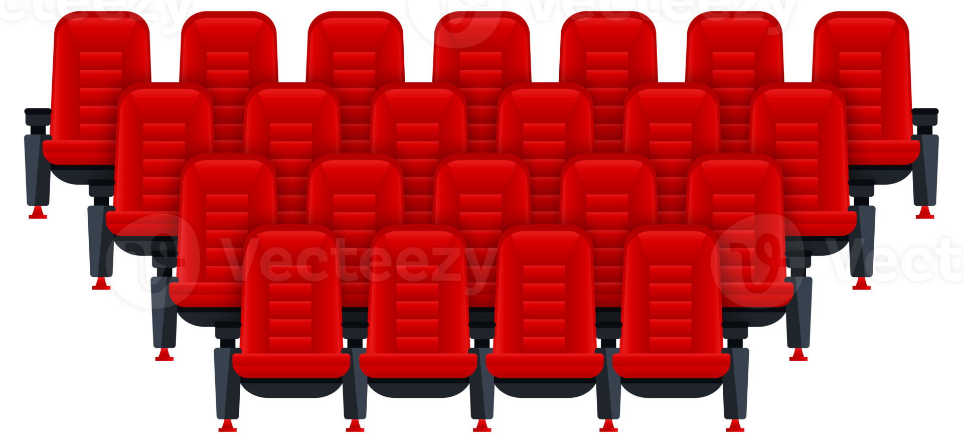 Red movie theater seats for comfortable watching film. Cinema chair. illustration png