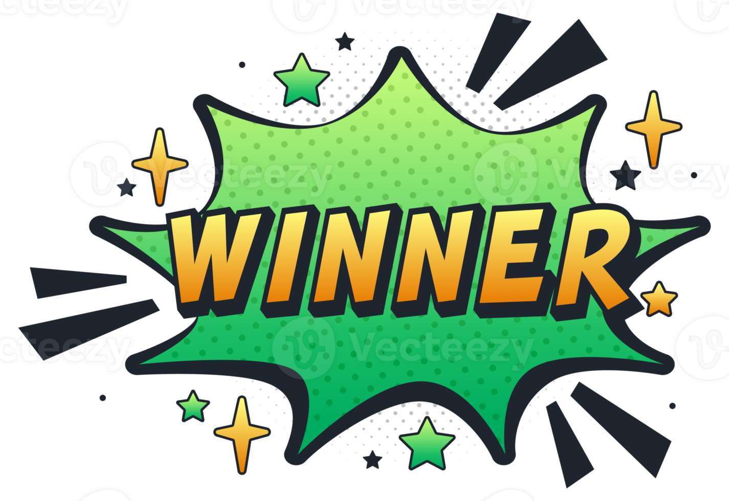Winner comic speech bubble is bursting with excitement png