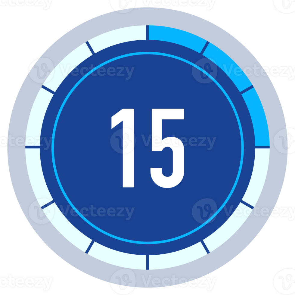 15 Minute Countdown. Stopwatch, timer icons set. illustration png