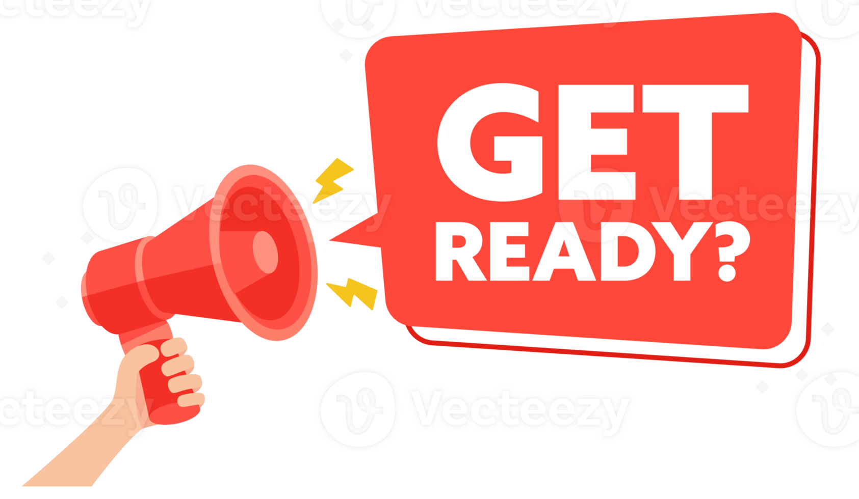 Striking Red Megaphone Graphic with Get Ready Text A Call to Prepare and Anticipate png