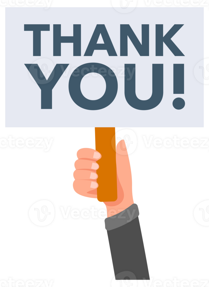 Hands holding signs with thank you text showing appreciation png